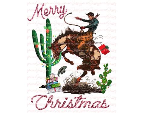 Merry Christmas Cowboy Digital Download Png File Christmas - Etsy