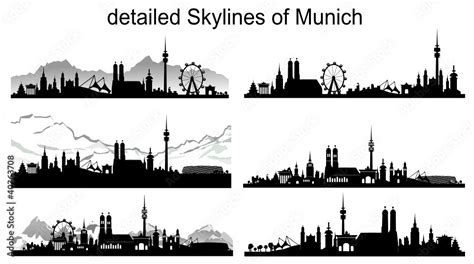 München Skyline Silhouette Stock Vector | Adobe Stock