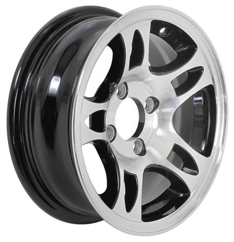 Aluminum HWT Series S5 Trailer Wheel - 13" x 5" Rim - 4 on 4 - Black HWT Trailer Tires and ...