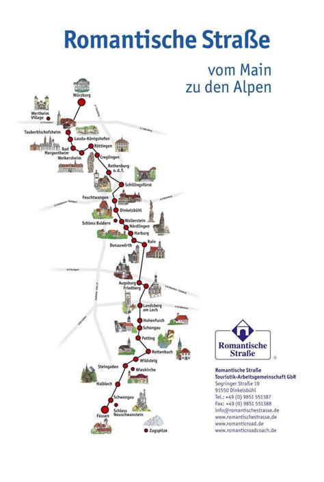 Romantic road Germany map - Romantic highway Germany map (Western Europe - Europe)