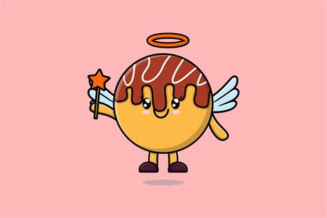 Cute Cartoon Takoyaki character in the form fairy 17030550 Vector Art ...