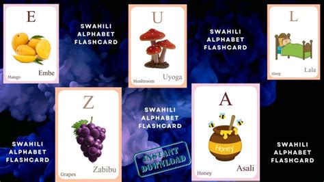 SWAHILI Alphabet FLASHCARD With Picture, Learning Swahili, Swahili ...