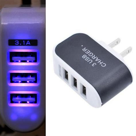 Black Multi 3-Port USB AC Wall Charger Home Plug 3.1A Universal for Cell Phones - Walmart.com ...