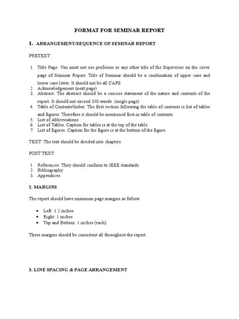 Format for Seminar Report | Table Of Contents | Letter Case