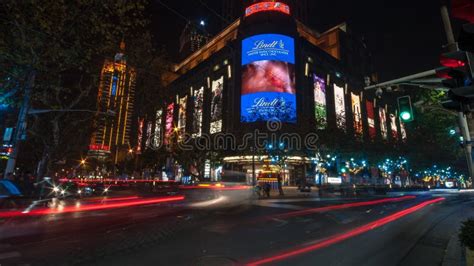 Shanghai Nanjing West Road at Night Editorial Image - Image of shanghai, reflected: 107960330