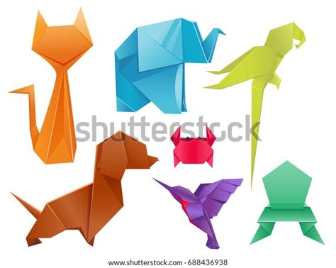 Animals Origami Set Japanese Folded Modern Stock Vector (Royalty Free) 688436938 | Shutterstock