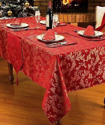 Christmas Glitter Festive Red Tablecloth Table Linen Xmas Napkins Runner Mat Set | eBay