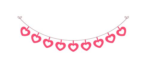 Valentine's Day pastel red hearts banner bunting vector illustration ...