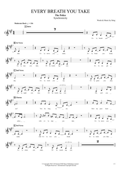 Every Breath You Take Tab by The Police (Guitar Pro) - Full Score ...