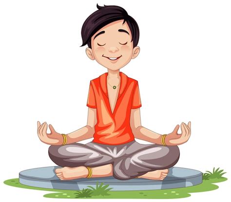 Free Vector | Asian man cartoon practice meditation