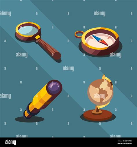 Geography icon collection on blue background Stock Vector Image & Art - Alamy