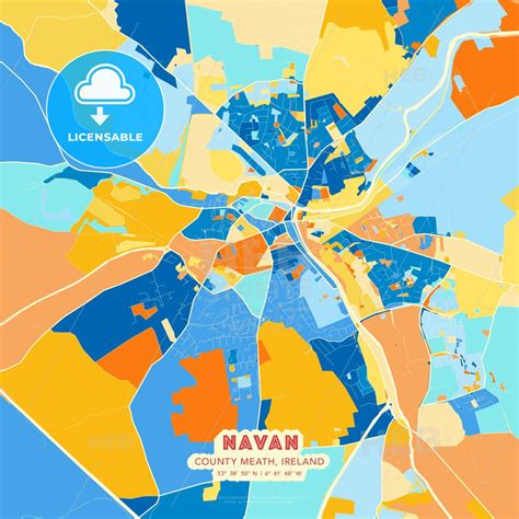 Navan, County Meath, Ireland colourful art map | Map art, Vector art ...