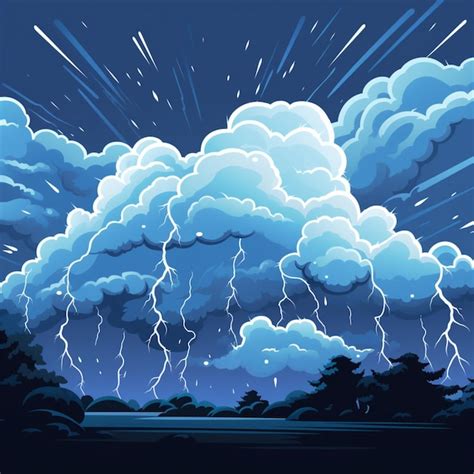 Premium Photo | Thunderstorm 2d cartoon vector illustration on white backg