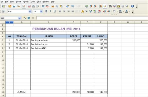 Contoh Pembukuan Sederhana Dengan Excel