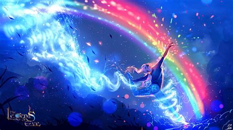 HD wallpaper: anime boy, rainbow, dancing, night, music, arts culture ...