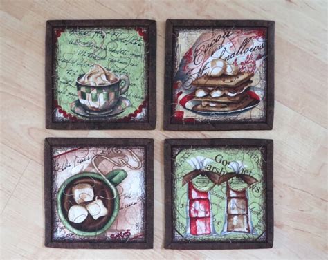 Quilted Coasters 5-inch Square 13cm Set of 4 Hot Cocoa - Etsy