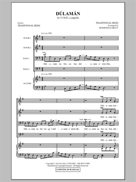 Dulaman Sheet Music | Desmond Earley | TBB