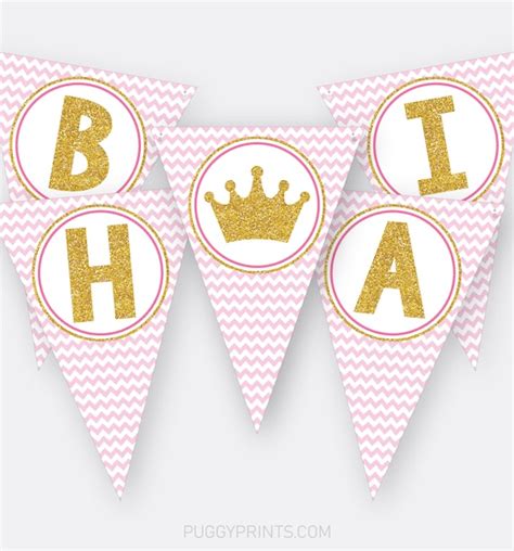 Princess Happy Birthday Banner, Printable Princess Banner, Princess ...