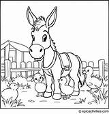 Coloring Page Of A Donkey Running Petting Zoo With Baby Animals – Fun  sketch template