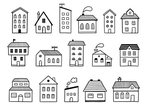 House doodle set. Hand drawn sketch 7331651 Vector Art at Vecteezy