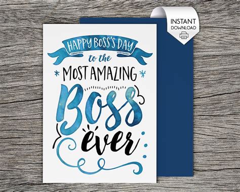 Boss's Day Card, Bosses Day Card Printable Card - Etsy