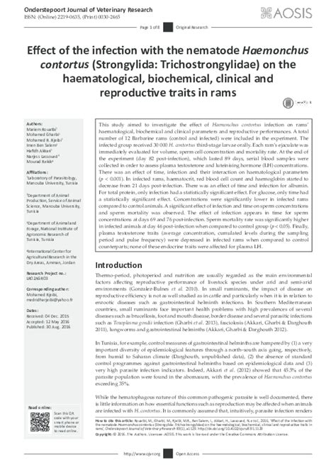 (PDF) Onderstepoort Journal of Veterinary Research | Mariem Rouatbi ...