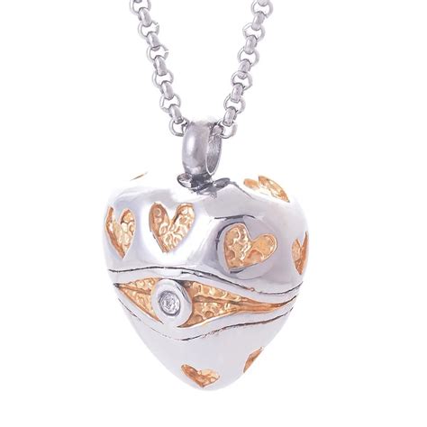 Memorial heart cremation pendant ash urn jewelry keepsake heart stainless steel necklace-in ...