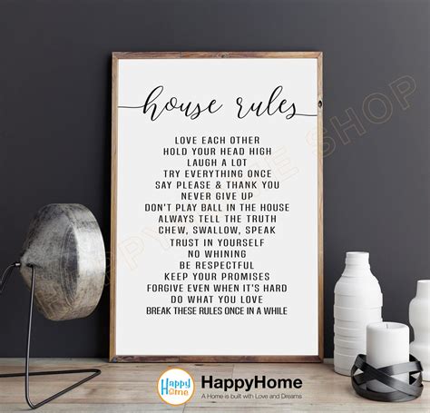 House Rules Wall Art Family Rules Home Sign Decor Canvas Art - Etsy