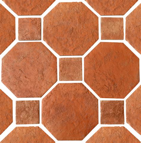 12x12 Octagon Tile in Spanish Mission Red Terracotta Flooring