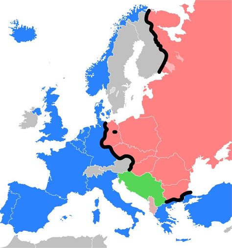 The Iron Curtain - the boundary dividing Europe during the Cold War : r/europe