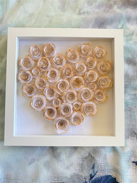 Personalized Framed Quilling 3d White Roses With Touch of Gold - Etsy