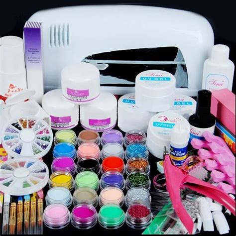 9w Uv Lamp Acrylic Nail Gel Manicure Set Nails Art Uv Gel Kits Sets Tools Brush Tips Glue ...