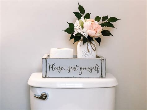 Bathroom Decor / Wood Toilet Paper Storage Box / Please Seat Yourself ...