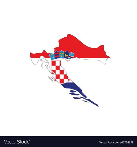 Croatia national flag in a shape of country map Vector Image