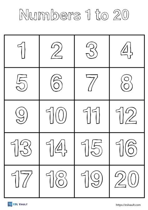 Printable Number Chart 1 10