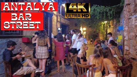 antalya nightlife walking tour 4K UHD antalya oldtown ! city center ...