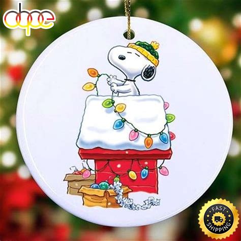 Snoopy Doghouse Christmas Ornament Snoopy Christmas Lights Decorations Snoopy Xmas ...