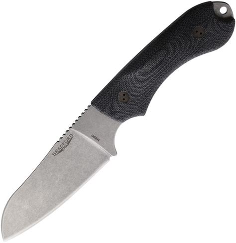 Bradford Knives Guardian 4 Fixed Blade Knife Black Micarta Sheepsfoot ...