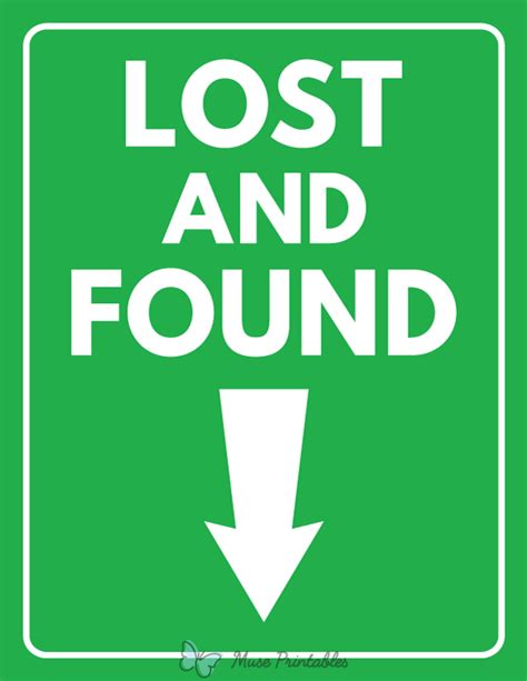 Printable Lost and Found Down Arrow Sign