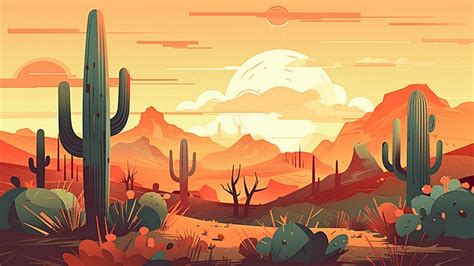 Desert Gobi Desert Cactus Illustration Background, Desert, Cactus, Background Background Image ...