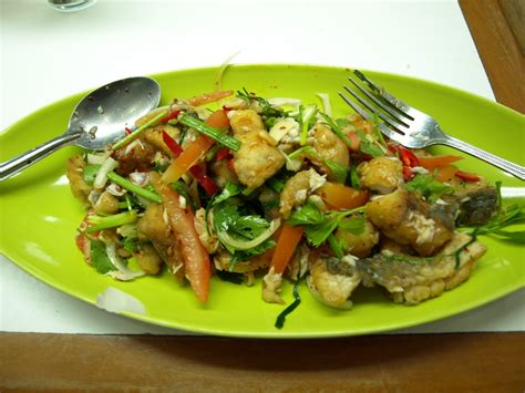 Thai Spicy Deep Fried Fish Salad | Life, Love and Yoga