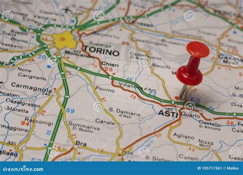 Asti Pinned on a Map of Italy Stock Image - Image of concept, background: 105717361