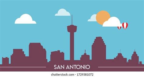 San Antonio Skyline Silhouette Flat Design Stock Vector (Royalty Free ...