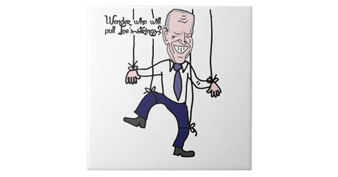 Funny Anti Joe Biden Puppet Political Cartoon Ceramic Tile | Zazzle