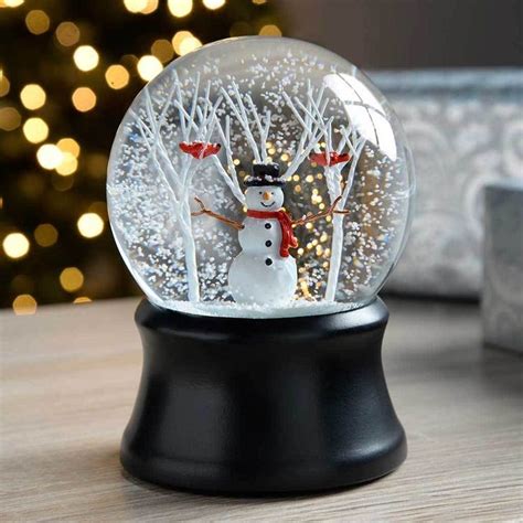 Snowman and Cardinal Birds Snow Globe Christmas Decoration, Multi-Colour, 14 cm | Christmas snow ...