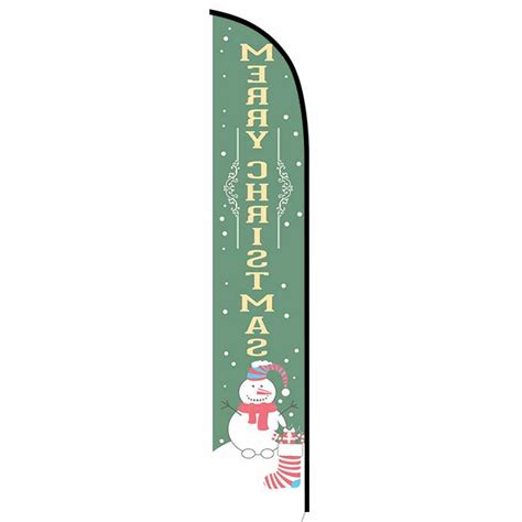 Merry Christmas Green Feather Flag | Holiday Advertising