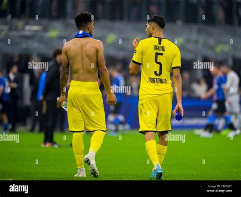 Milan - Oct 23, 2019: Achraf Hakimi 5. FC Inter - Borussia Dortmund ...