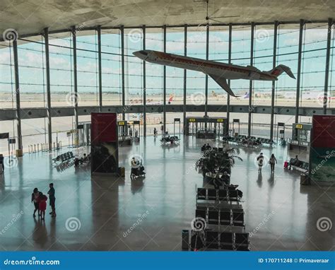 Inside the Terminal of the Spanish Airport of the City of Valencia, Manises, Gates, Airport ...