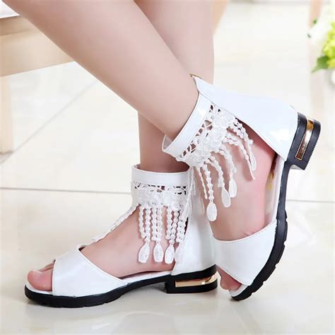 ChildrenInfant Kids Girls Fringe Pure Zip Dance Single Princess Sandals Shoes Fashion Sandals ...