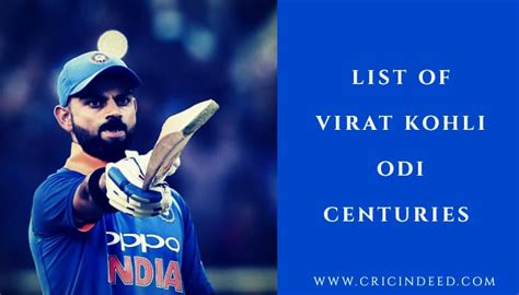 List of Virat Kohli ODI Centuries (Complete Stats) - CricIndeed